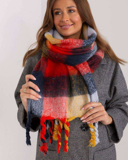 Cozy Colorful Plaid Shawl with Elegant Tassels
