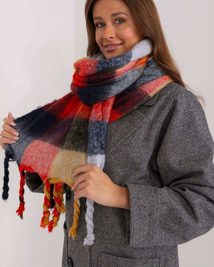 Cozy Colorful Plaid Shawl with Elegant Tassels