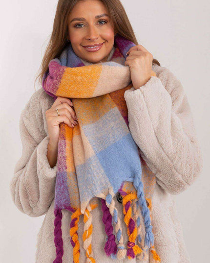 Cozy Colorful Plaid Shawl with Elegant Tassels