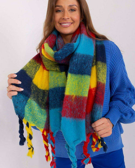 Cozy Colorful Plaid Shawl with Elegant Tassels