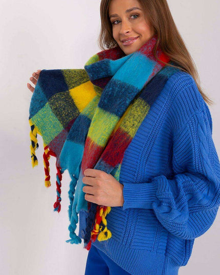 Cozy Colorful Plaid Shawl with Elegant Tassels