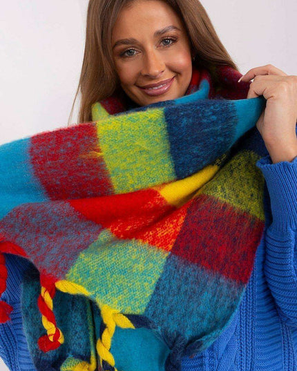 Cozy Colorful Plaid Shawl with Elegant Tassels