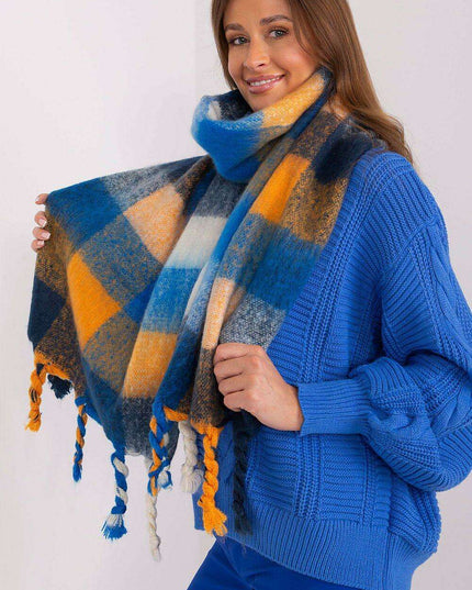 Cozy Colorful Plaid Shawl with Elegant Tassels