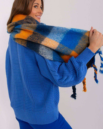 Cozy Colorful Plaid Shawl with Elegant Tassels