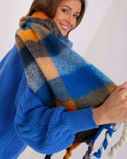 Cozy Colorful Plaid Shawl with Elegant Tassels