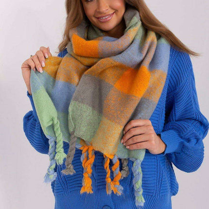 Cozy Colorful Plaid Shawl with Elegant Tassels