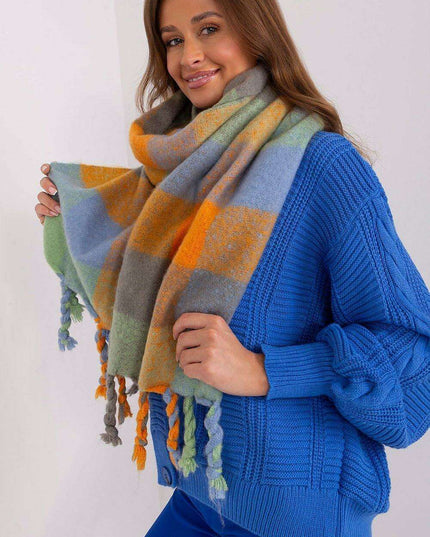 Cozy Colorful Plaid Shawl with Elegant Tassels
