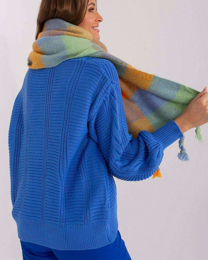 Cozy Colorful Plaid Shawl with Elegant Tassels