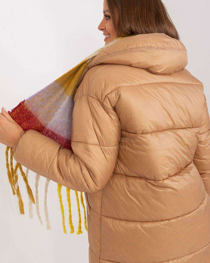 Vibrant Plaid Polyester Wrap with Tassels - Fashionable Cold Weather Essential