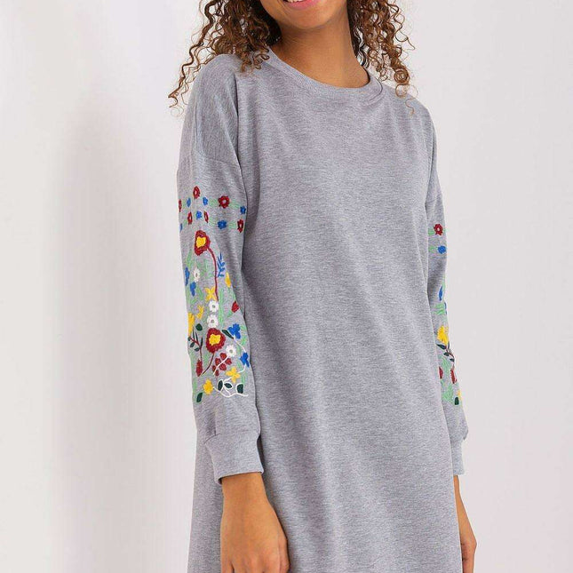 Chic Embroidered Sweat Dress for Everyday Elegance Comfort