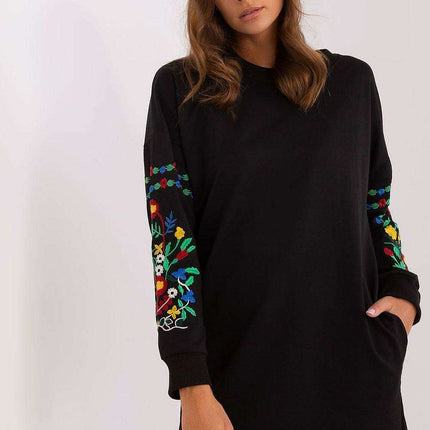 Chic Embroidered Sweat Dress for Everyday Elegance Comfort