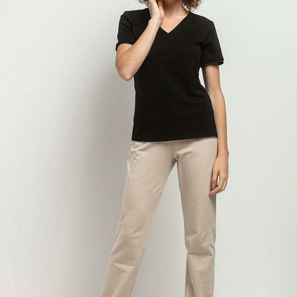 Chic Striped V-Neck Blouse with Stylish Pleats and Cuffed Sleeves