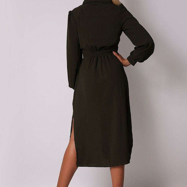 Sophisticated Tie-Front Midi Dress with Button-Up Detail by Ax Paris