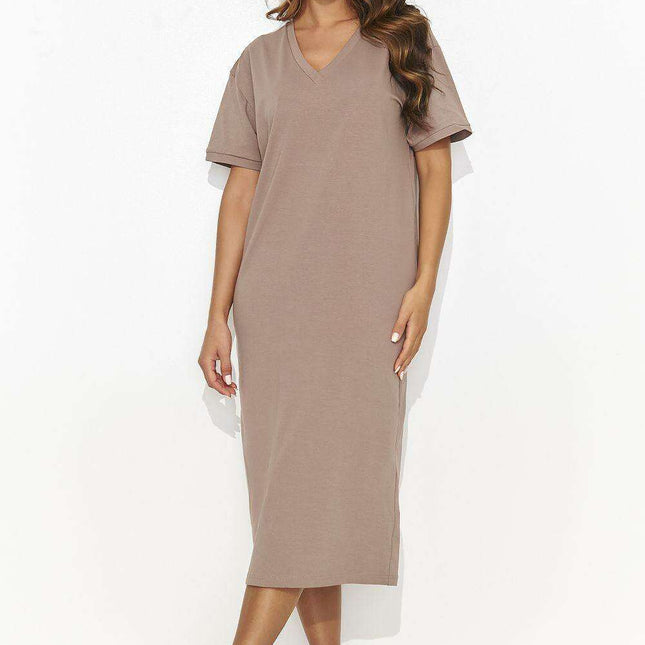 Numinous Knit Dress with Back Slit for Effortless Elegance