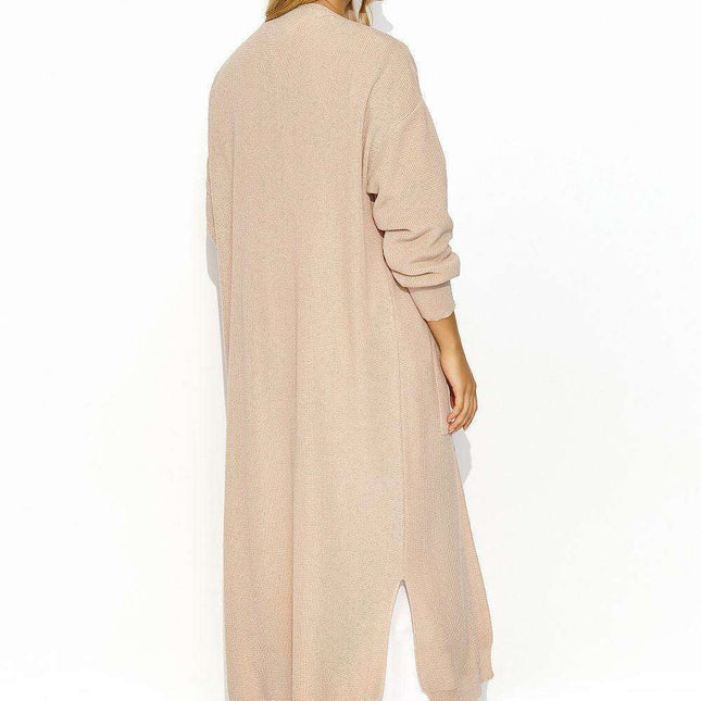 Warm Knit Cardigan with Front Pockets and Stylish Slits