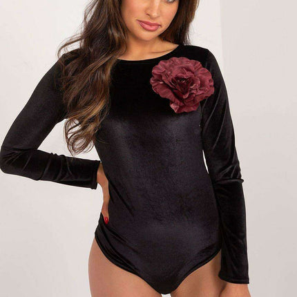 Lakerta Velour Shapewear Bodysuit with Floral Embellishment