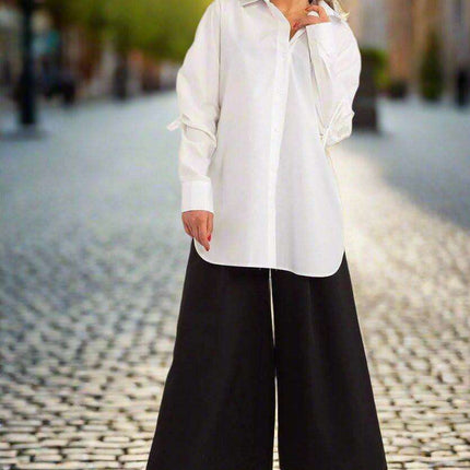 Chic Ribbed Cotton Long Sleeve Shirt