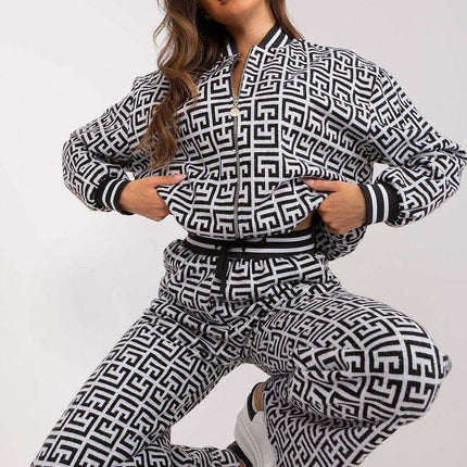 Stylish Zip-Up Sweatshirt and Flared Pants Set