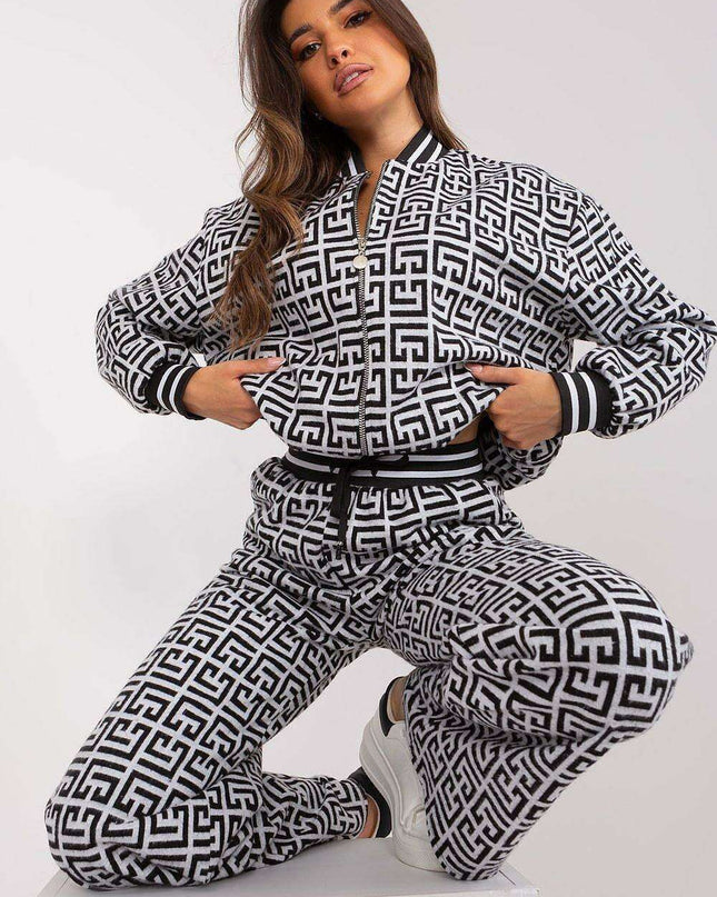 Stylish Zip-Up Sweatshirt and Flared Pants Set