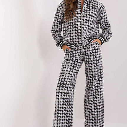 Stylish Zip-Up Sweatshirt and Flared Pants Set