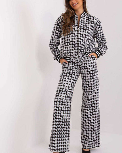 Stylish Zip-Up Sweatshirt and Flared Pants Set