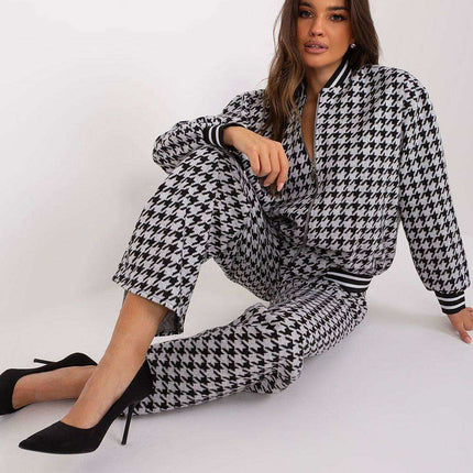 Stylish Zip-Up Sweatshirt and Flared Pants Set