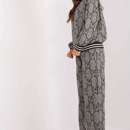 Stylish Zip-Up Sweatshirt and Flared Pants Set