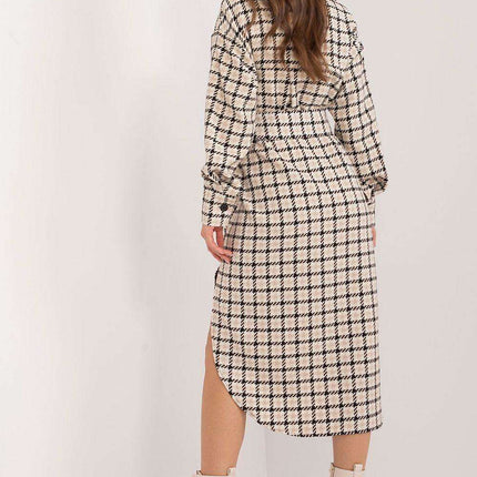 Asymmetrical Checkered Cotton Midi Shirt Dress - Made in Europe
