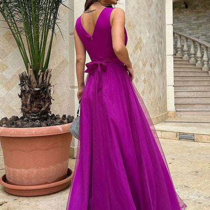Chic High-Slit Long Bicotone Gown