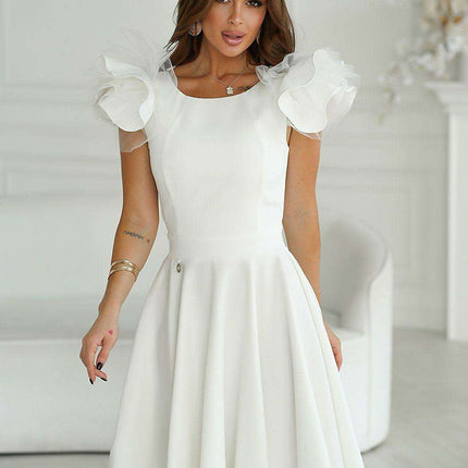 Elegant Off-Shoulder Cocktail Dress with Stylish Buffets