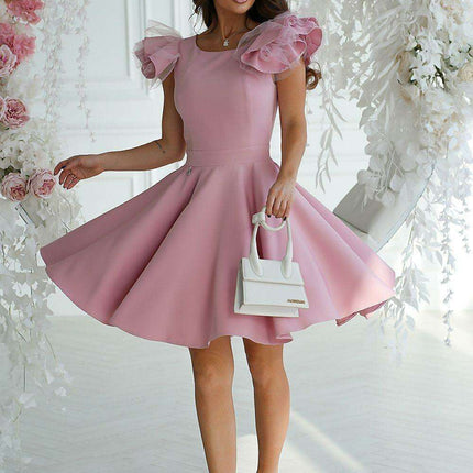 Elegant Off-Shoulder Cocktail Dress with Stylish Buffets