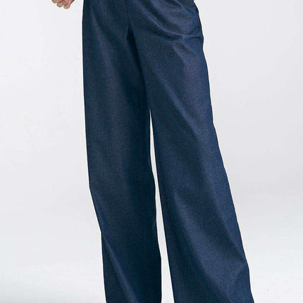 Elegant Wide Leg Cotton Trousers With Chic Pleats Online