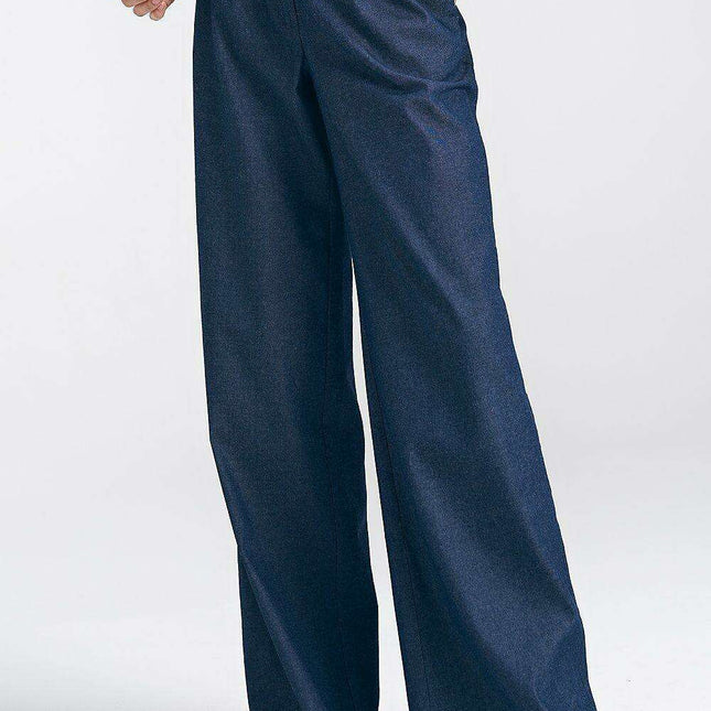 Elegant Wide Leg Cotton Trousers With Chic Pleats Online