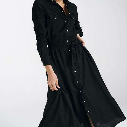 Elegant Midi Day Dress With Silver Accents For Modern Women