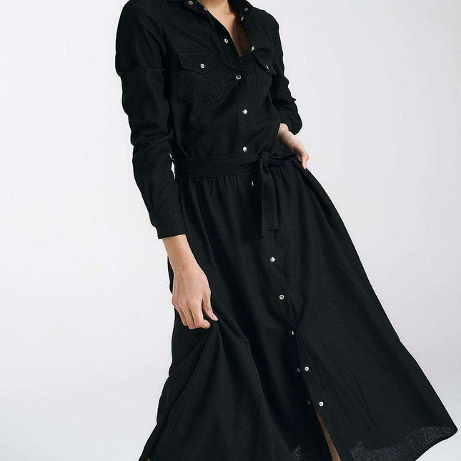 Elegant Midi Day Dress With Silver Accents For Modern Women