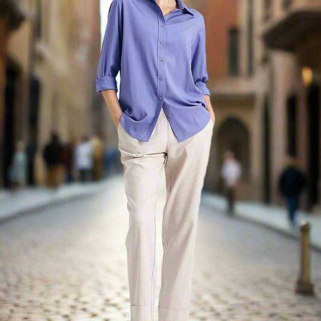 Nife Women's Oversized Cotton Button Up Shirt for Style