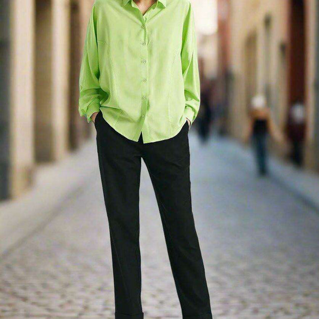 Lime Breeze Oversized Batwing Shirt Lightweight Comfort