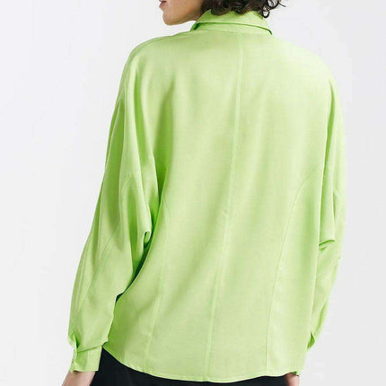 Lime Breeze Oversized Batwing Shirt Lightweight Comfort