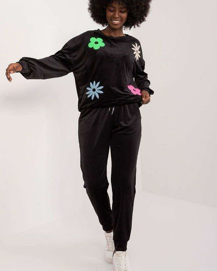 Elegant Floral Velour Lounge Set For Women Cozy Homewear