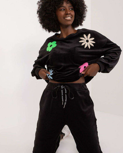 Elegant Floral Velour Lounge Set For Women Cozy Homewear