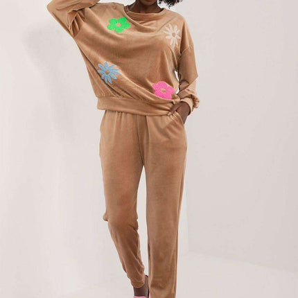 Elegant Floral Velour Lounge Set For Women Cozy Homewear