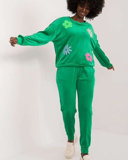 Elegant Floral Velour Lounge Set For Women Cozy Homewear