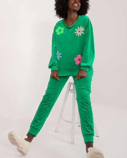 Elegant Floral Velour Lounge Set For Women Cozy Homewear