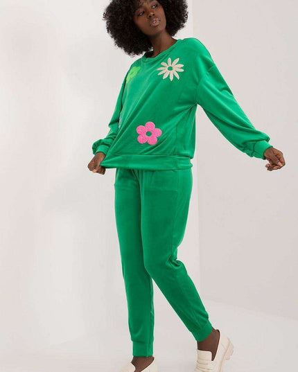 Elegant Floral Velour Lounge Set For Women Cozy Homewear