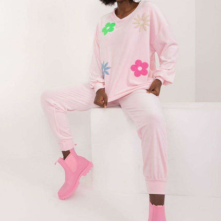 Elegant Floral Velour Lounge Set For Women Cozy Homewear