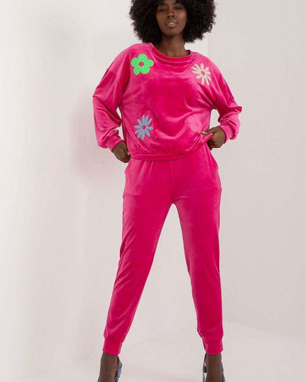 Elegant Floral Velour Lounge Set For Women Cozy Homewear