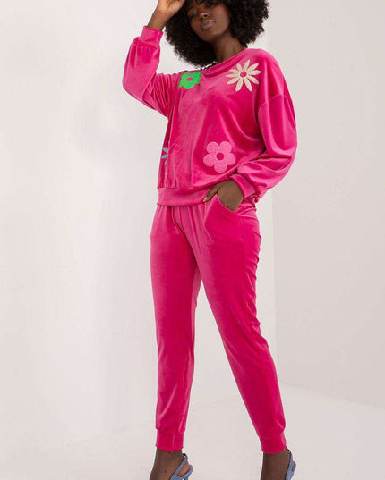 Elegant Floral Velour Lounge Set For Women Cozy Homewear