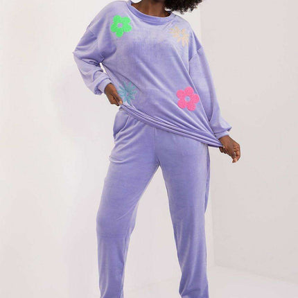 Elegant Floral Velour Lounge Set For Women Cozy Homewear