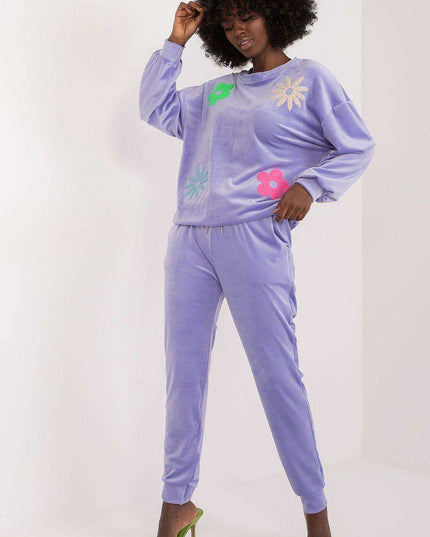 Elegant Floral Velour Lounge Set For Women Cozy Homewear