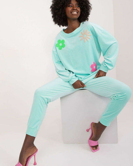 Elegant Floral Velour Lounge Set For Women Cozy Homewear